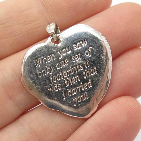 925 Sterling Silver 2-Tone Vintage Gorham Ribbed Heart Pendant - Picture 3 of 6